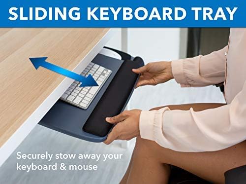 Mount-It! Under Desk Keyboard Tray, Adjustable Keyboard and Mouse Drawer Platform with Ergonomic Wrist Rest Pad, 17.25" Track (MI-7137)