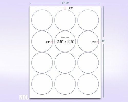NextDayLabels 2.5 Inch Round Stickers - Matte White Blank Laser/Inkjet Printer Labels - Circle Stickers (500 Sheets, 6000 Labels)
