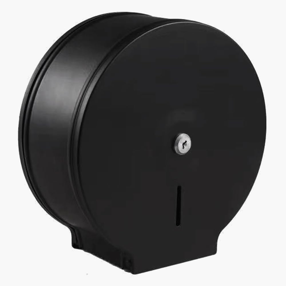 Black Stainless Steel Paper Towel Dispenser Wall Mount, TOBEFORT Commercial Jumbo Toilet Paper Dispenser, 9 Inch Roll with 2.5 Core, Toilet Paper Holder Bath Tissue Dispenser with Lock Key