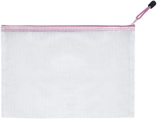 Mesh Zipper Pouch Bag, A3 Zipper File Bag for Organizing Storage, Waterproof, Pink, 17" x 12"/44cm x 32cm