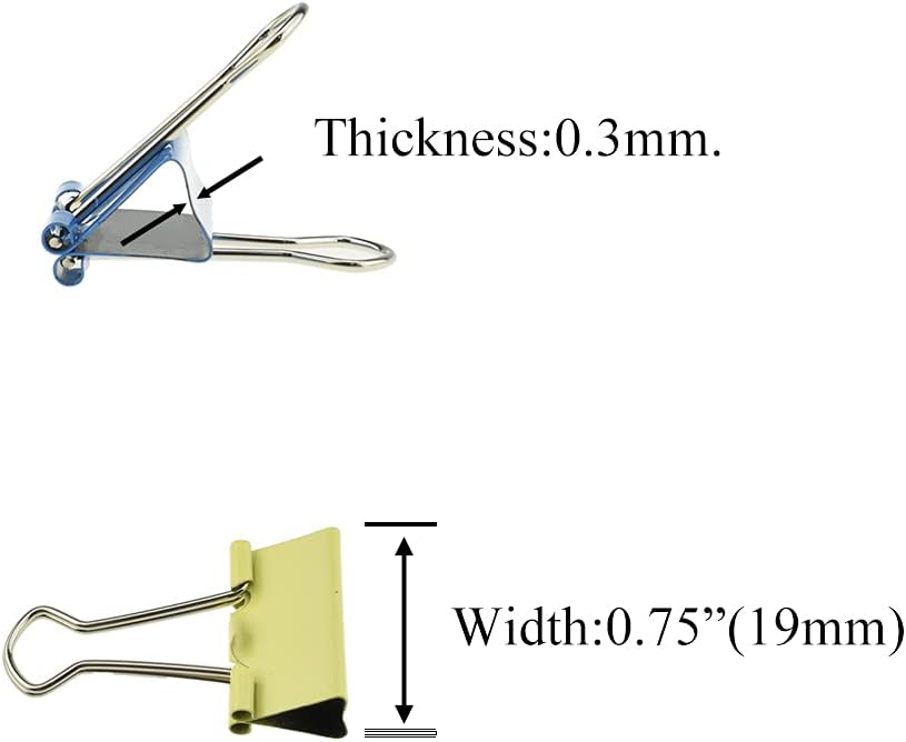 HAHIYO Binder Clips Paper Clamps Spring Steel Sturdy Small 0.75 inches Width 0.2 Inch Capacity No Sharp Edges Heavy Duty Tight Grip Reusable Color Metal Bright Finish for Home Office School 30 Pack