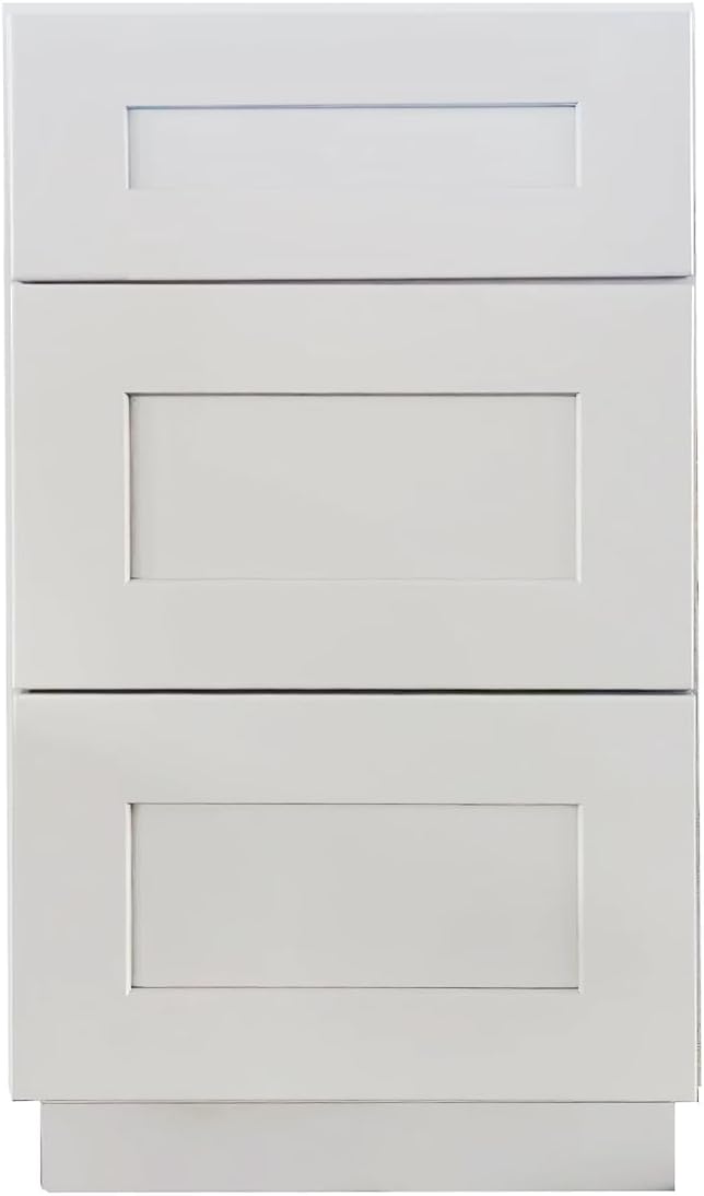 Shaker Style White RTA Base Cabinet with 3 Drawers by Solid Wood for Kitchen, Bathroom, Bedroom or Office Featuring, and Storage Separation(21" W x 24" Depth x 34-1/2" H)