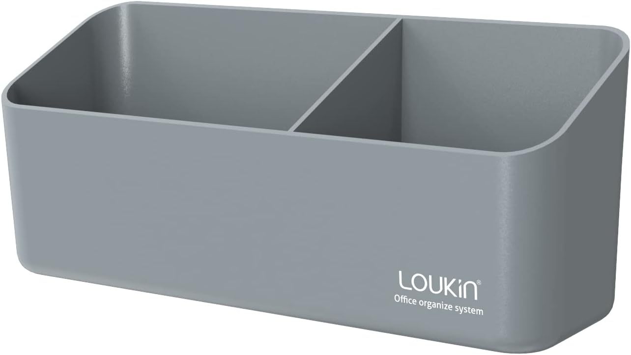 loukin Magnetic and Adhesive Marker Holder, Dry Erase Accessory Tray, Magnetic Storage Organizer for Whiteboard, Glass or Refrigerators (Grey)