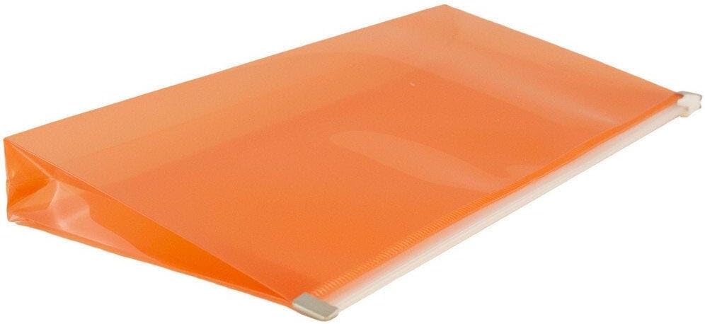 JAM PAPER Plastic Envelopes with Zip Closure - #10 Booklet Wallet - 5 x 10 - Orange - 3/pack