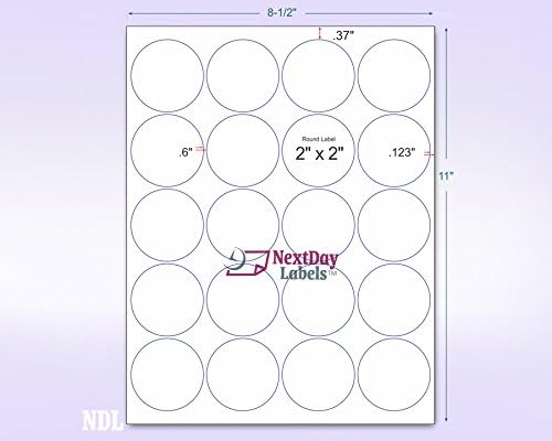 NextDayLabels - 8-1/2 x 11 Neon Color High Light Fluorescent Labels for Laser & Inkjet Printer (Pink Fluorescent, 2" Round - 20 Per Page | 2000 Labels)