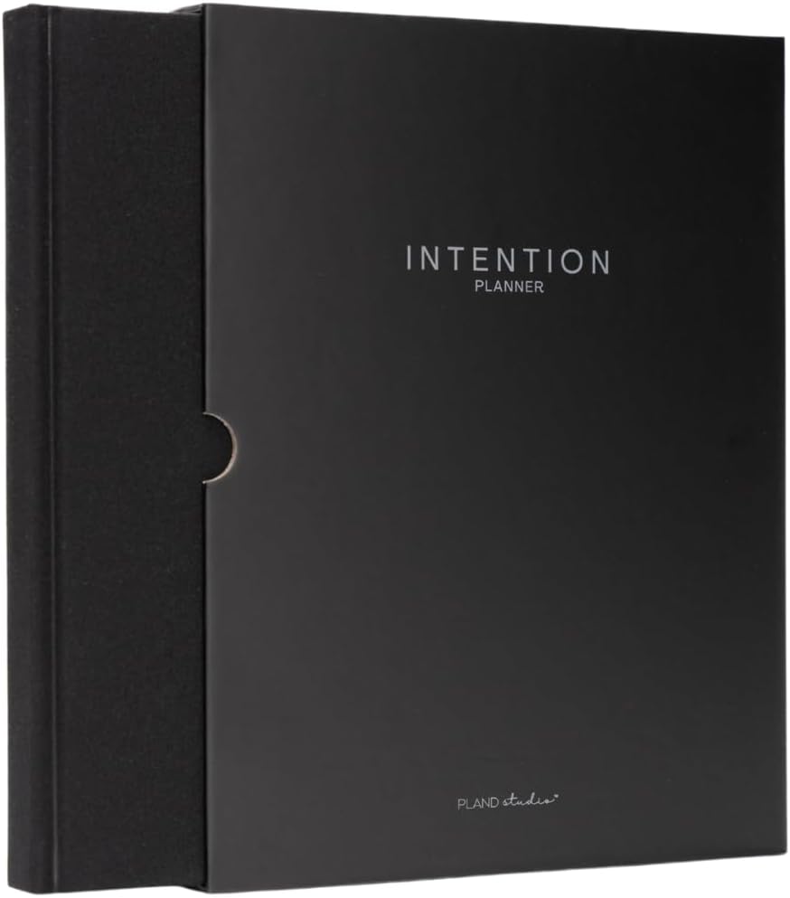Pland Studio 90-Day Planner – Undated Daily Goal Journal for Men & Women | Charcoal Onyx Hardcover with Habit Tracker, Vision Board, Gratitude Prompts & Flat Lay Binding | Productivity & Mindfulness Notebook
