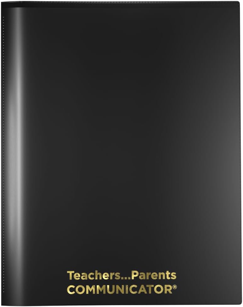 Nicky's Folders® English Communicator, Parent-Teacher Folder, Patented Tear-Resistant Flexible Plastic 2 Inside Pockets, 2 Exterior Sleeves, Letter Size Paper, Single Color(24 Pack) (Black)
