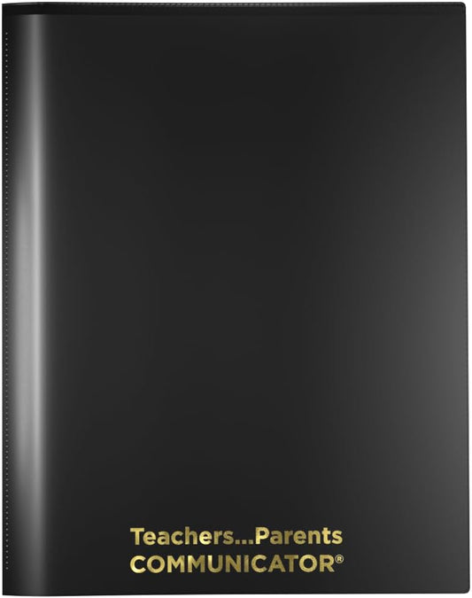 Nicky's Folders® English Communicator, Parent-Teacher Folder, Patented Tear-Resistant Flexible Plastic 2 Inside Pockets, 2 Exterior Sleeves, Letter Size Paper, Single Color(24 Pack) (Black)