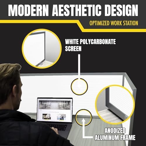 OBEX Polycarbonate Office Desk Mounted Privacy Screen Adjustable Table Top Panel Divider, Universal Aluminum Bracket-USA Made, 18" x 72", White