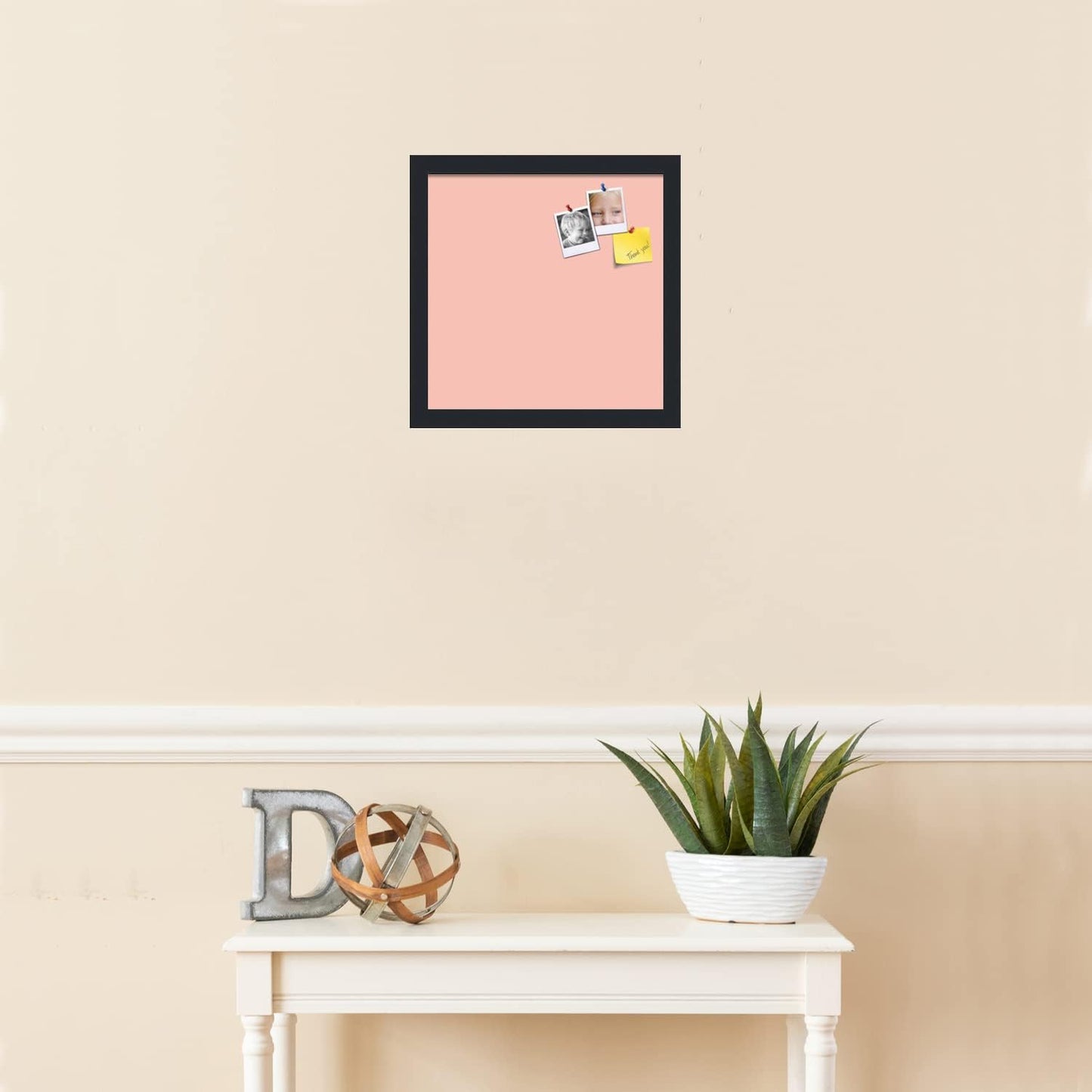 PinPix 13x13 Inch Cork Bulletin Board. This Decorative Framed Pin Board Comes with Pink Pastel Design and a Satin Black Frame. Ideal for Home Office Decor or Message Board (PinPix-1813)