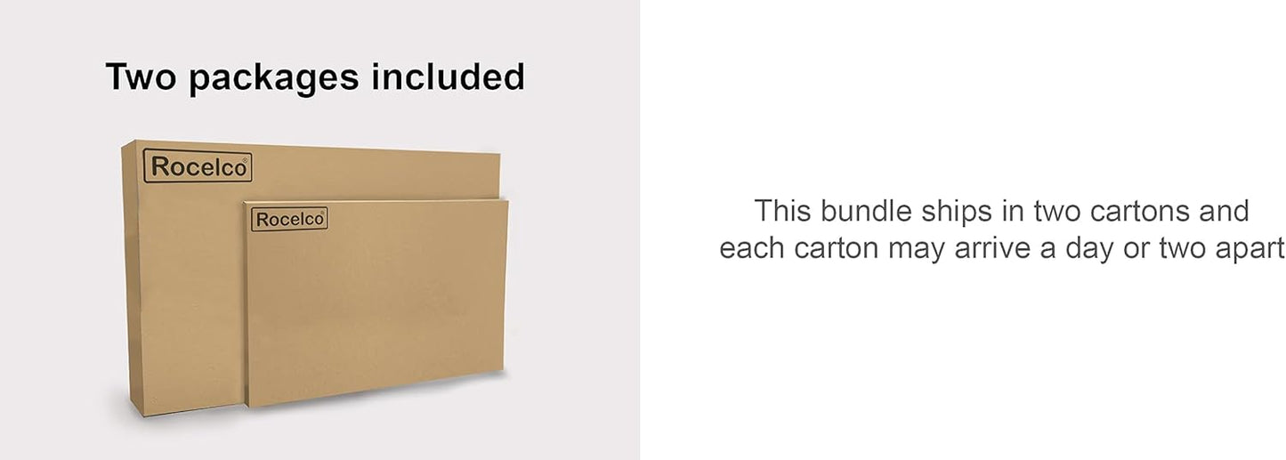 Rocelco Standing Desk Converter and Floor Mat - 31.5 Inch Sit Stand Up Dual Monitor Tabletop Riser with Tablet Mount, Height Adjustable Workstation - Deep Keyboard Tray - Gray (R VADRG-MAFM)