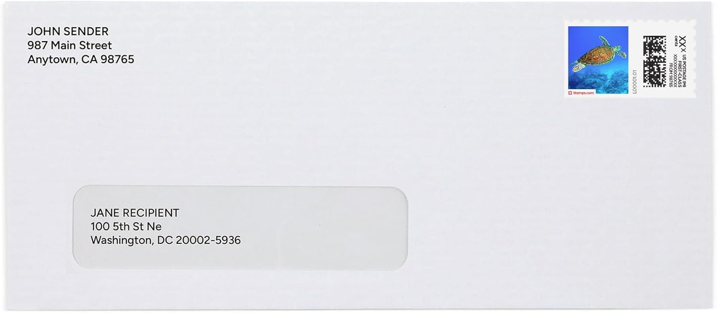 Hawksbill Turtle NetStamps 120-Pack (5 Sheets) Printable Postage Labels (Stamps.com Subscription Required) - Print Approved Postage - Inkjet & Laser Printers - Business, Personal, Home