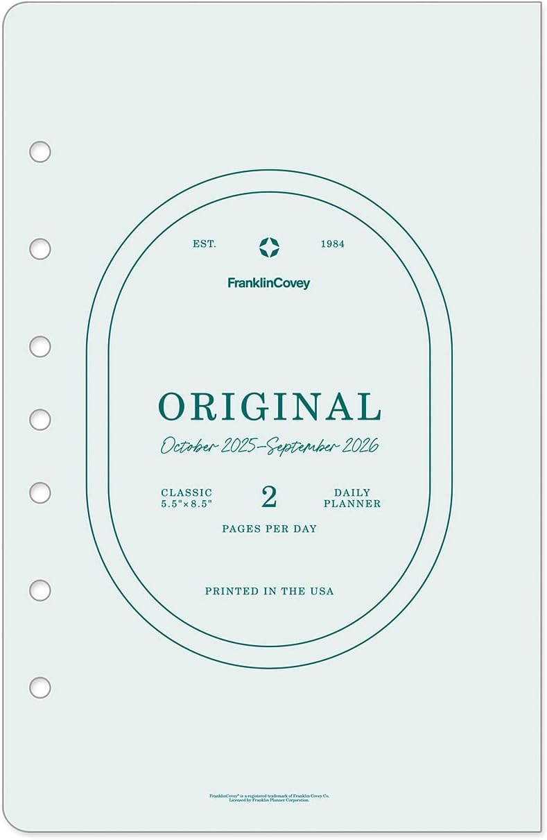 FranklinCovey - Original Two Page Per Day Ring-Bound Planner (Classic, Oct 2025 - Sep 2026)
