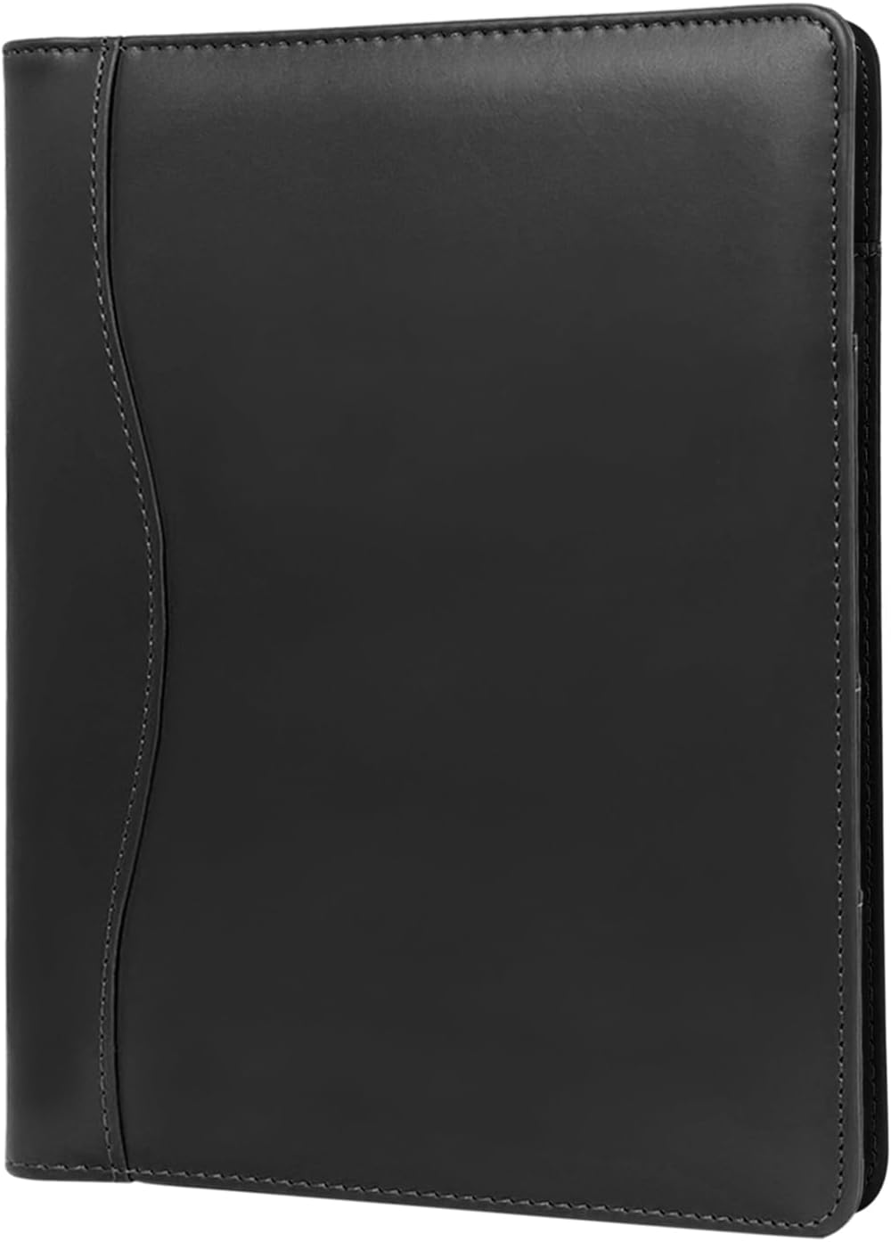 Leather Portfolio Binder 5 x 8, Mini Soft Leather Padfolio A5 Business Binder Legal Writing Pad Junior Size Document Organizer for Present Gift Kid Men Women Black