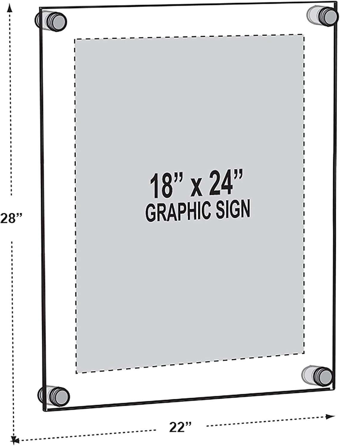 Azar Displays 105524 Standoff Sign Holder: 18" X 24" Graphic Size. Overall Frame Size: 22" X 28", clear