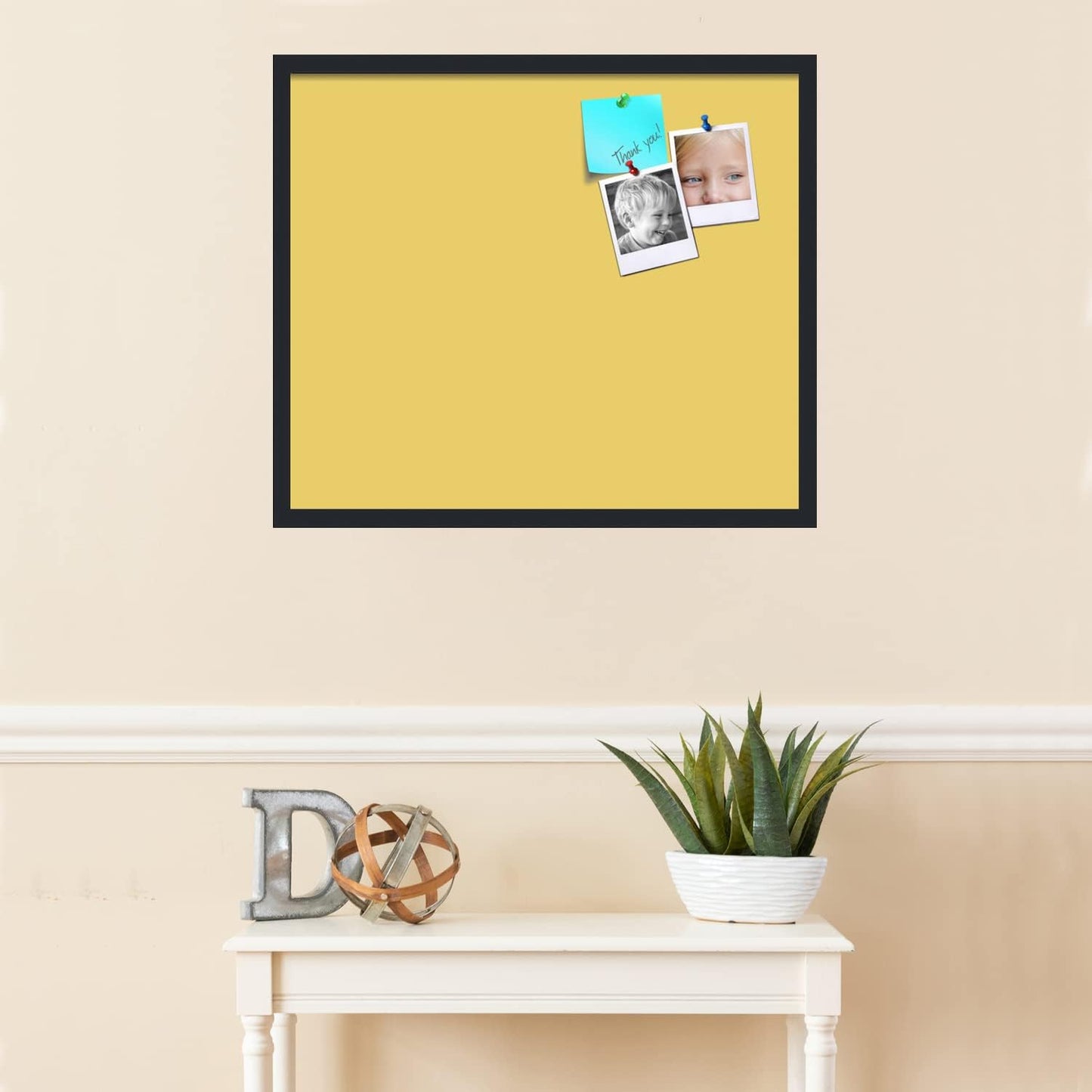 PinPix 28x24 Inch Cork Bulletin Board. This Decorative Framed Pin Board Comes with Honey Pastel Design and a Satin Black Frame. Ideal for Home Office Decor or Message Board (PinPix-1810)