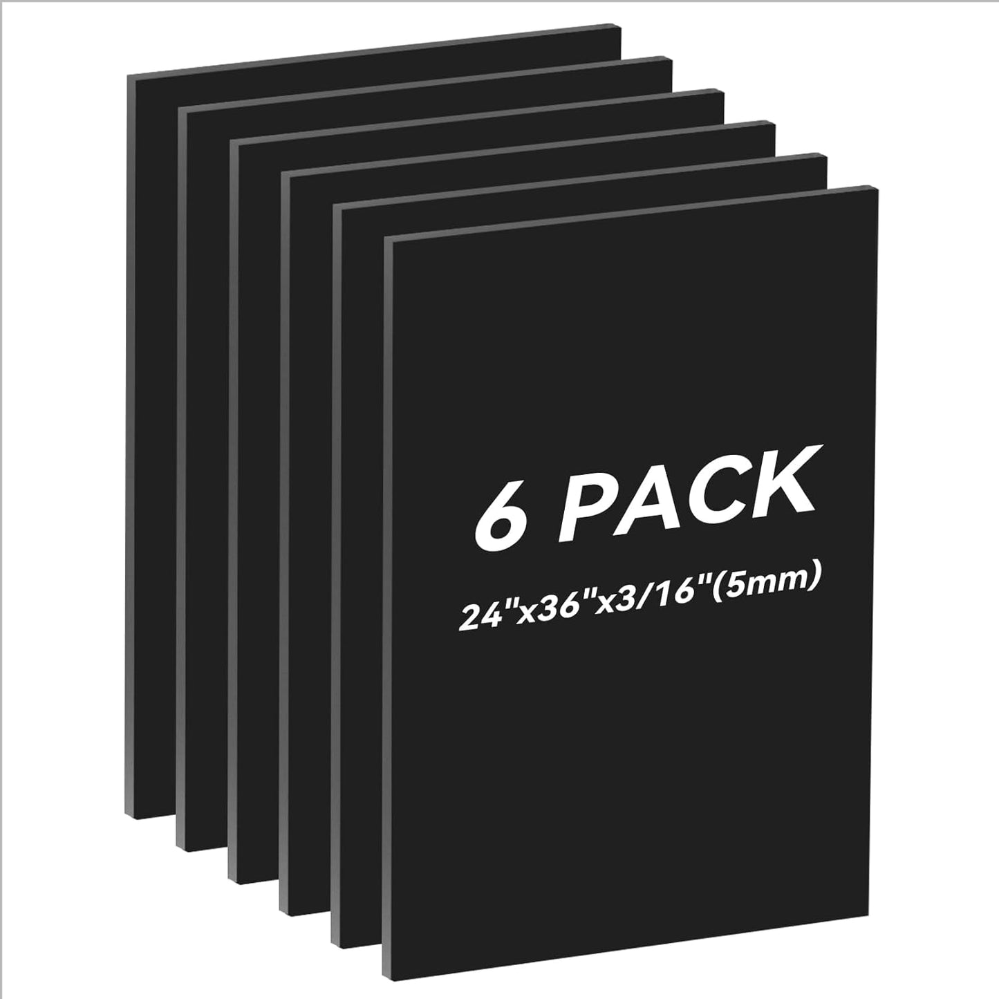 6PACK Black Foam Board 24x36×3/16 inches,5MM Poster Board for DIY Projects High Quality Blank Board Perfect for Arts Crafts School Projects Presentation Displays