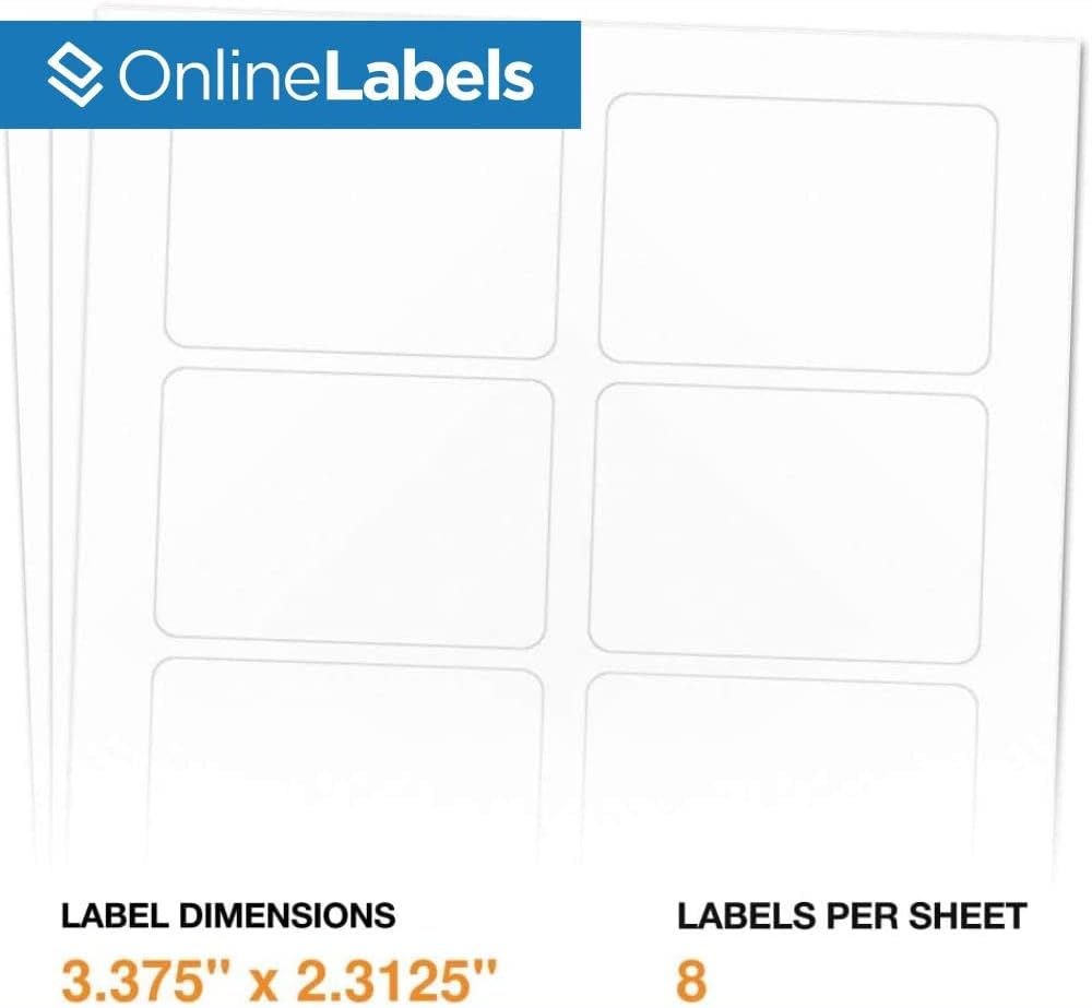 OnlineLabels 2-1/3" x 3-3/8" Printable Name Tags – Permanent Adhesive, White Matte – for Conference, Event, & Visitor Name Badges – for Inkjet & Laser Printers –Pack of 800 Labels, 100 Sheets OL5030WX