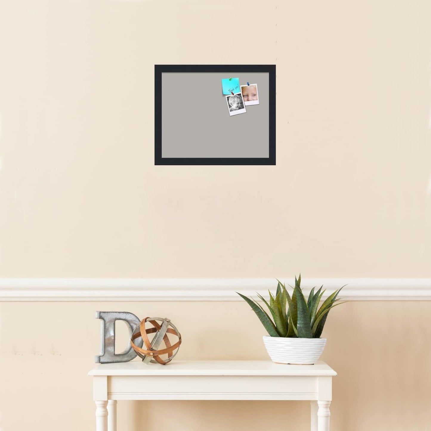 PinPix 15x12 Inch Cork Bulletin Board. This Decorative Framed Pin Board Comes with Dark Stone Design and a Satin Black Frame. Ideal for Home Office Decor or Message Board (PinPix-1808)