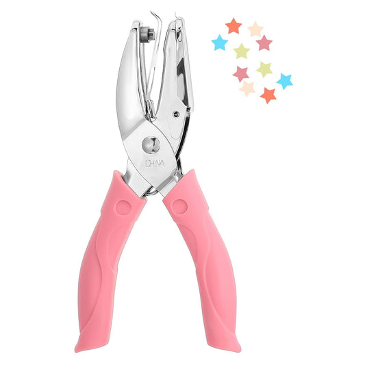 Shape Hole Puncher,5mm Durable Shape Hole Punch,Holes Punchers Shapes with Rubber Handle, Small Holes Puncher for Clothing Tickets DIY Craft Labels Scrapbooking Tools,Pink
