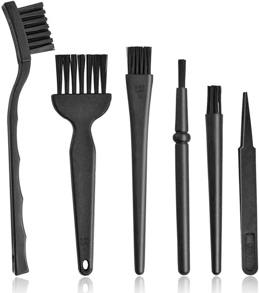 Keyboard Brush,6 in 1 Multi-Purpose Portable Plastic Handle Nylon Anti Static Brush Kit Fit for MacBook Laptop,Phone,Computer Keyboard,Machine,Car Interior Detailing,PP Handle,Razor Cleaning Brush