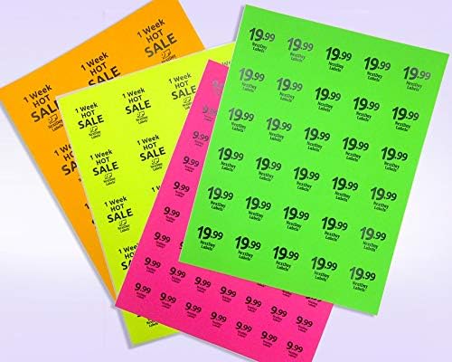 NextDayLabels - Pack of 100 Sheets, 8-1/2 x 11 Fluorescent Labels for Laser & Inkjet Printer (Yellow Fluorescent, 2" Round - 20 Per Sheet, 2000 Labels)