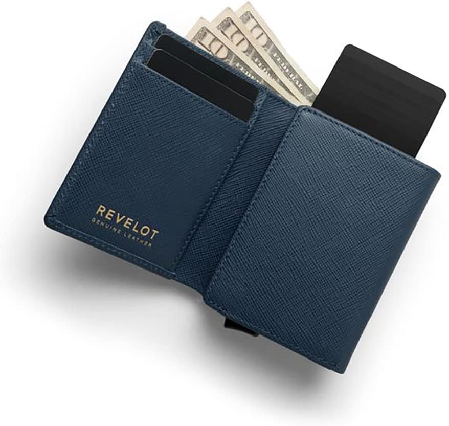 Unisex Wallet for Men & Women/Smart Card Holder/Trifold / W5 (Blue Saffiano)