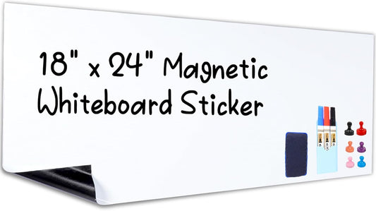 HAMIGAR Magnetic Whiteboard Contact Paper 18" x 24" Dry Erase White Board Sticker for Wall Stick on White Board Peel and Stick Wallpaper Adhesive Poster with Marker, Magnetic Eraser and Magnets