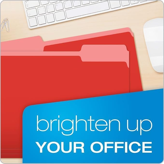 Colored File Folders - School & Office Supplies - 100-Pack of 10 Assorted Colors, Folders for Documents - 1/3-Cut Tabs - File Folders Letter Size, Teachers Must Haves - Olisco