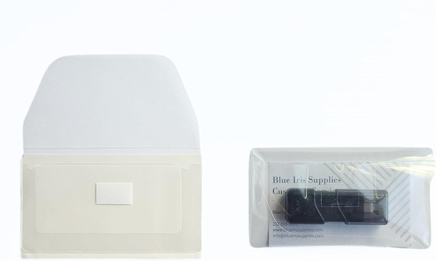 Business Card Pocket - Flash Drive Pocket - Self Adhesive - Open Long - Resealable Flap - BIS10130 (300-Pack), Clear