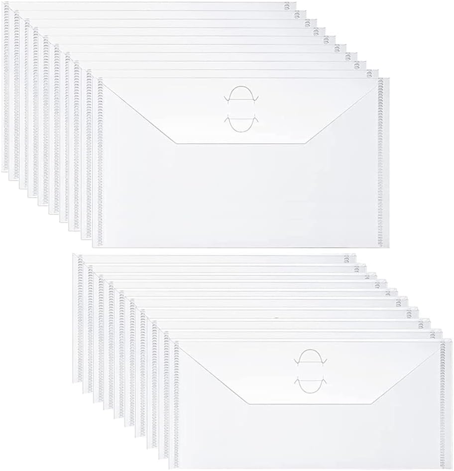 10PCS 9.9"x5.9"& 10PCS 9.4x3.9 Large Dies & Stamp Storage Pockets Resealable Clear Plastic Seal Bags Envelope Storage Case for Cutting Dies Stencil Album Photo Paper Card Colletcion Scrapbooking Tool