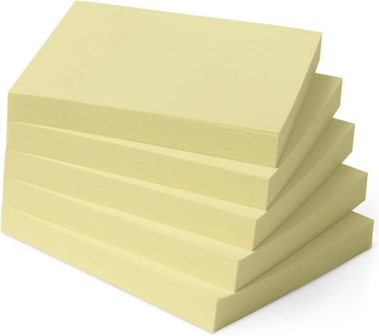 Amazon Basics Square Sticky Notes, Self-Stick Pads, Pack of 5, 3 x 3 inches, Yellow