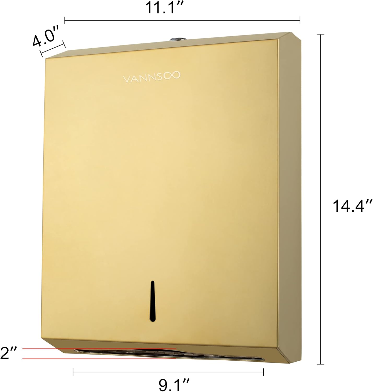 Paper Towel Dispenser, Commercial Stainless Steel Tri-fold/Multi-fold/C-Fold Paper Towel Holder Wall Mount Key (Gold)