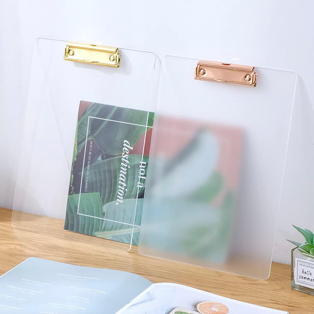 Thick Acrylic Clear Clipboards with Gold Clip 2-Pack, Durable Stylish Clipboards with Low Profile Clip