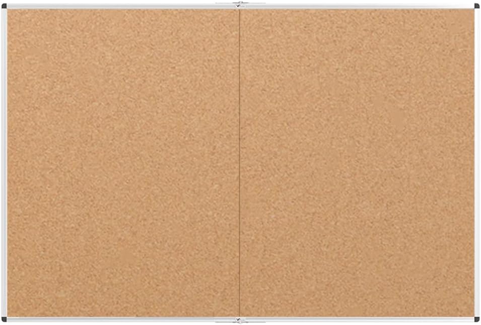 VIZ-PRO 60" x 48" Large Cork Bulletin Board, Foldable & Wall-Mounted Notice Pin Board with Silver Aluminum Frame, for School Home Office - 5' x 4' Corkboard