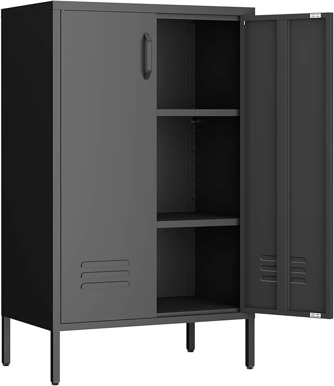 Metal Storage Cabinet,Metal Cabinet with Adjustable Shelves, 2 Door Locker Cabinets with Doors,Accent Cabinets for Living Room,School,Office