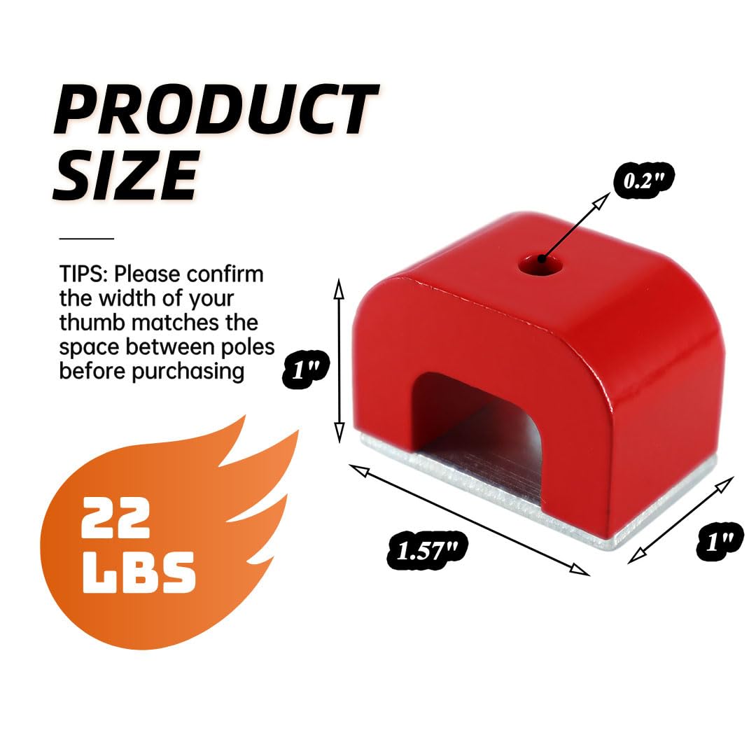 Red Horseshoe Heavy-Duty Alnico Power Magnets for Education and Doing Velvet Nail (22 lbs Pull)
