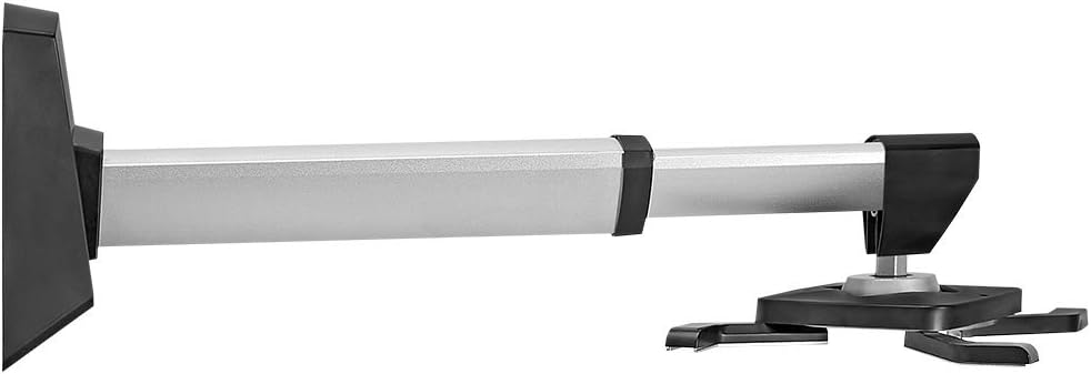 Cmple - Aluminum Short Throw Projector Wall Mount, Tilt & 360 Degree Swivel Wall Projector Bracket Mount with Telescopic Slide for LCD LED Projectors - Max 22lbs (Silver/Black)