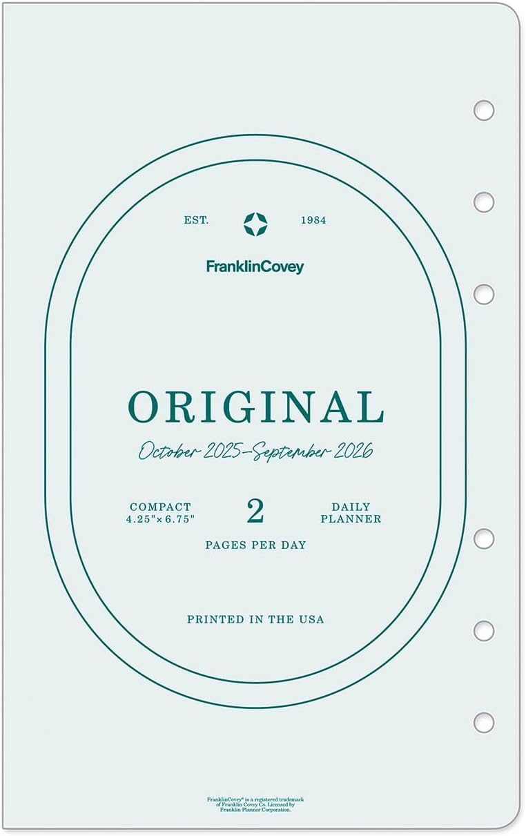 FranklinCovey - Original Two Page Per Day Ring-Bound Planner (Compact, Oct 2025 - Sep 2026)
