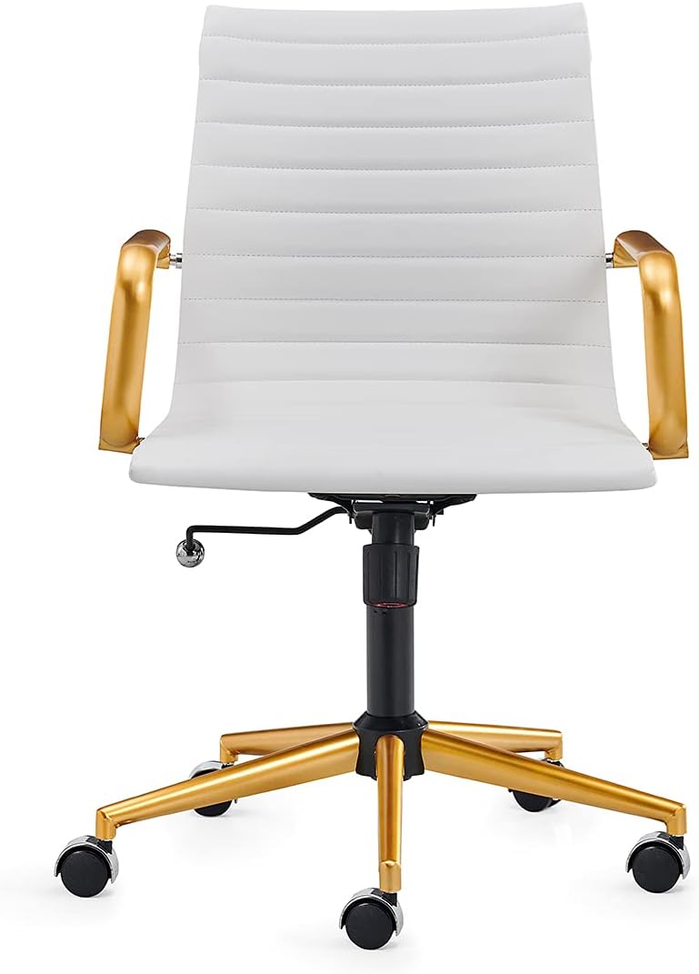 Chair, Desk Computer Chair ，with Armrests ，Ergonomic Office Chair for Home and Office, 17.32 x 22.83 x 35.43 inches, Multiple Colors (Gold White)