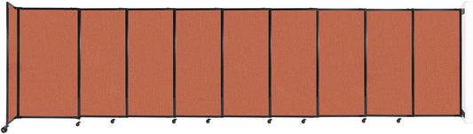 Wall-Mounted Sliding StraightWall Room Divider | Adjustable Widths | Locking Wheels | Room Separator | Up to 19'9" Wide x 5' Tall Papaya Fabric Panels