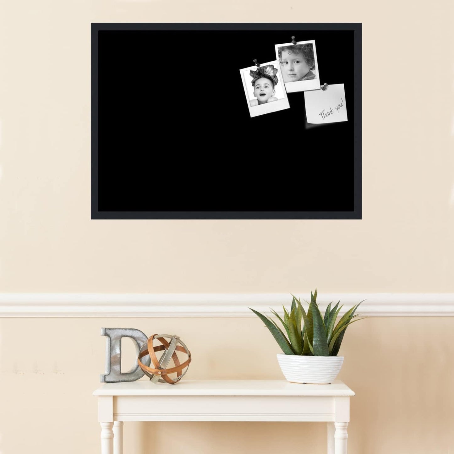 PinPix 34x24 Inch Cork Bulletin Board. This Decorative Framed Pin Board Comes with Solid Black Design and a Satin Black Frame. Ideal for Home Office Decor or Message Board (PinPix-622)