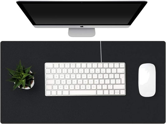 KINGFOM Desk Pad Office Desktop Protecter, PU Leather Desk Mat Blotters Organizer with Comfortable Writing Surface (35.4" x 16.9", Black)
