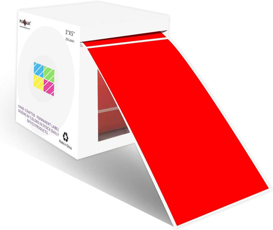 PARLAIM 3 X 5 Inch 250 Per Roll Rectangle Inventory Color Coding Labels,Roll Square Label Stickers for Home Red