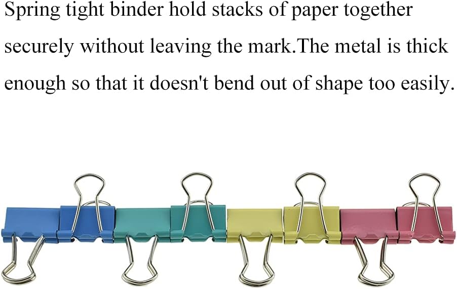 HAHIYO Binder Clips Paper Clamps Spring Steel Sturdy Mini 0.59 inches Width 0.18 Inch Capacity No Sharp Edges Heavy Duty Tight Grip Reusable Color Metal Bright Finish for Home Office School 100 Pack