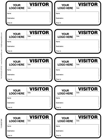 The Spoiled Office Custom Printed Visitor Sign in Book for School with 3" X 2" Peel Off Destination Carbonless Sheet with 500 Badges - Spiral Bound Log Book Made in USA - Non-Expiring, Black with Logo