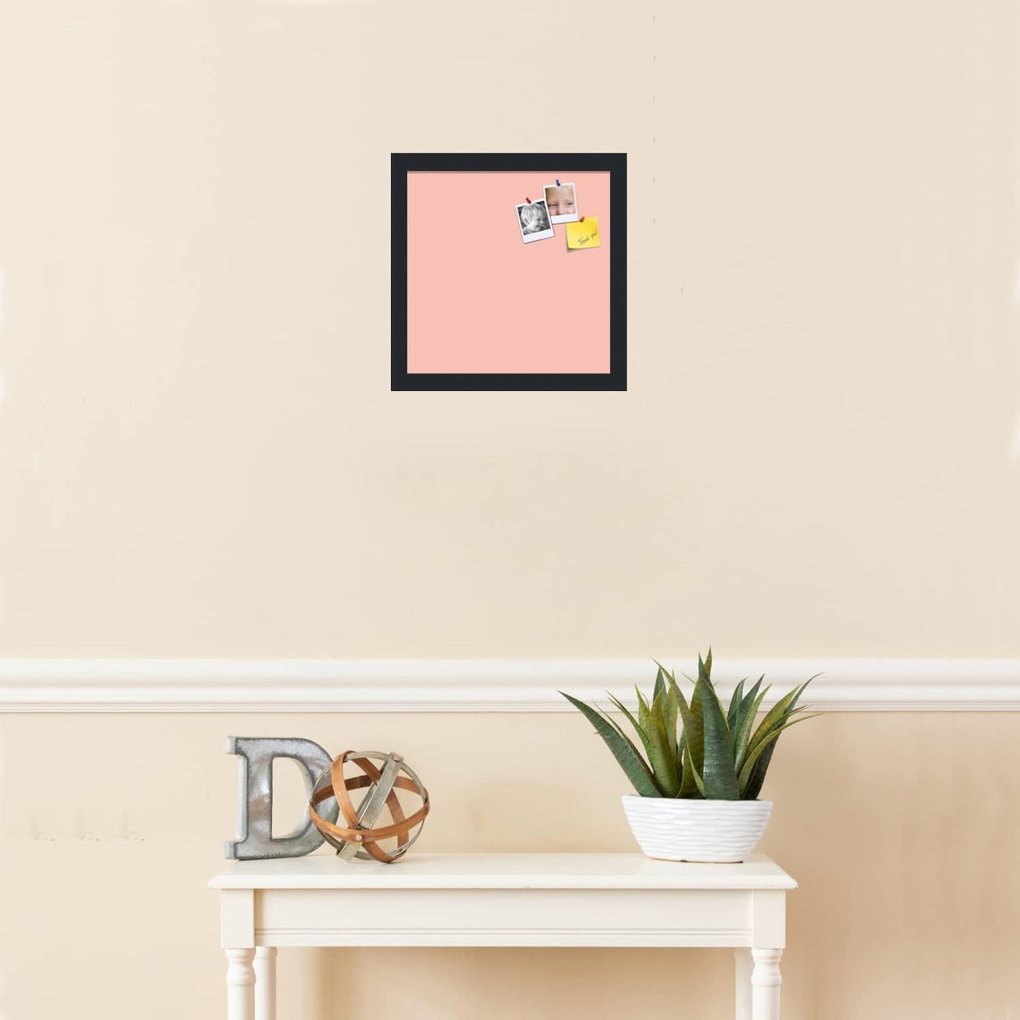 PinPix 12x12 Inch Cork Bulletin Board. This Decorative Framed Pin Board Comes with Pink Pastel Design and a Satin Black Frame. Ideal for Home Office Decor or Message Board (PinPix-1813)