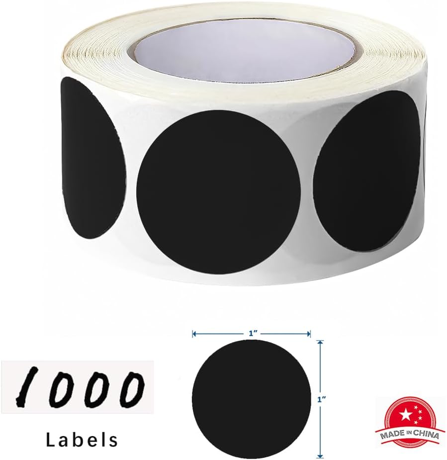 SHYGO® 1“ Black Circle Dot Stickers Color Coding Labels, 1000PCS 2 Rolls