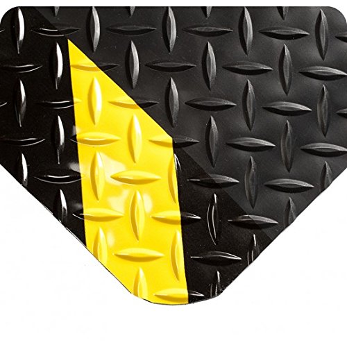 Wearwell 414.1516x4x14CHV Diamond-Plate SpongeCote UltraSoft Mat, 14' Length x 4' Width x 15/16" Thick, Black with Chevron