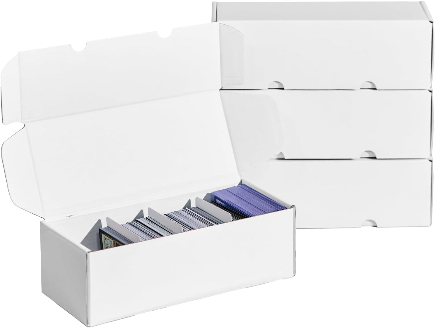 NUMINA 4 Pack 600 Card Storage Box Organizer for Trading Card Collection, Heavy Duty Sports Cardboard Box, Trading Gaming Cards Collection Box with Adjustable Dividers